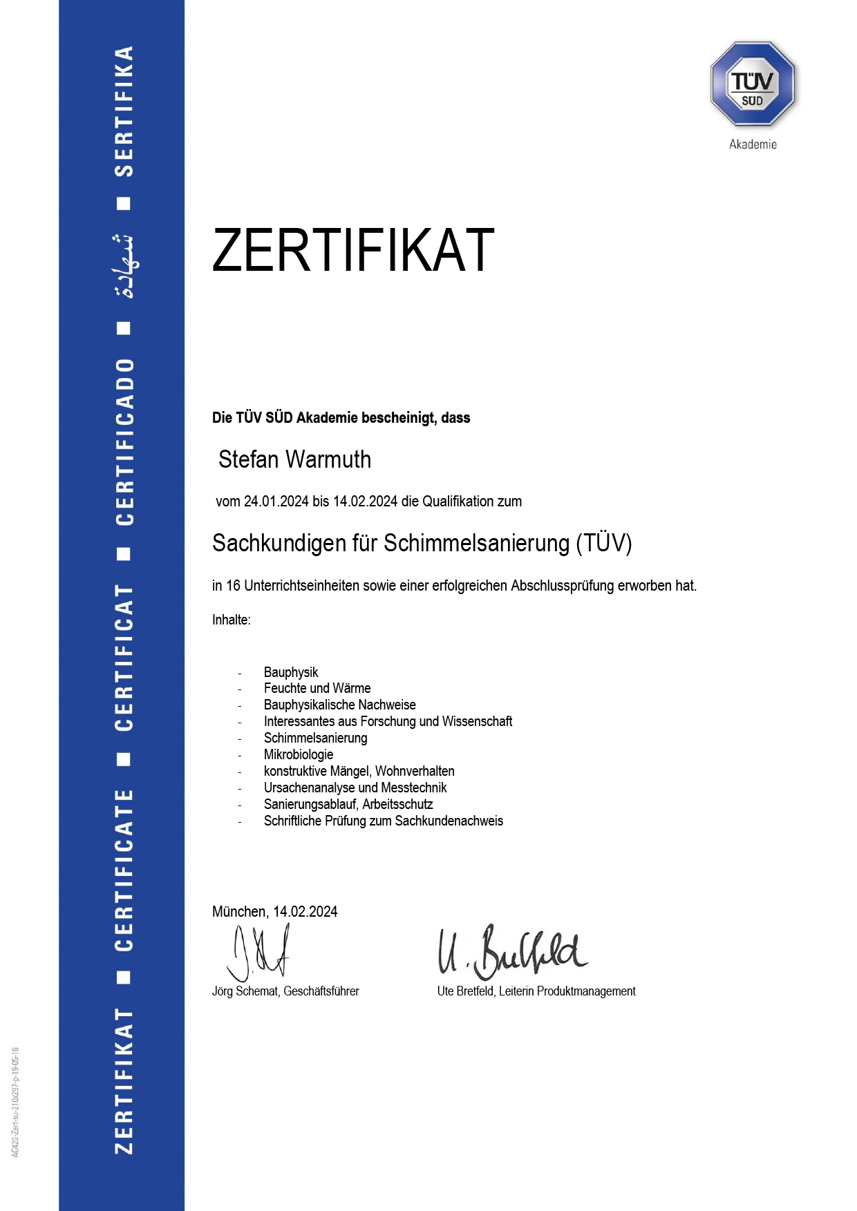 Zertifizierter Schimmelgutachter